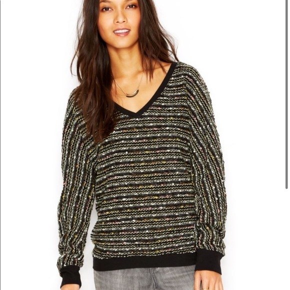 COPY - Sanctuary Black Metallic V Neck Sweater XS - Picture 2 of 8